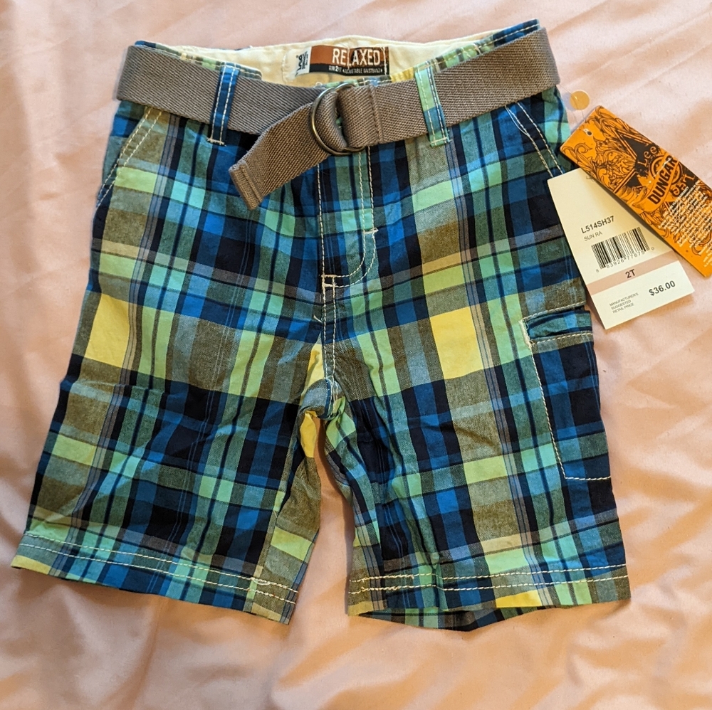 Plaid Lee Shorts Boys Size 2T Plus BONUS Levi Jeans Shorts Size 24 Months